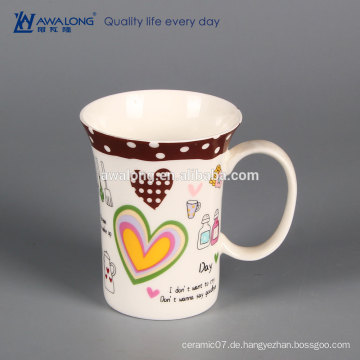Herz-Form-Muster billig personalisierte isolierte Kaffeetasse, Muttertag Geschenk Keramik Tassen